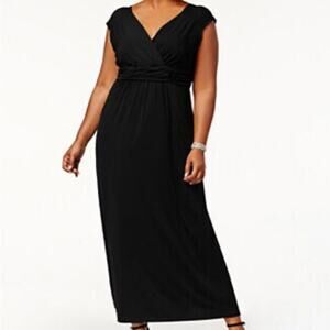 NY Collection Womens dress Solid Black Size 1x Plus Ruched Maxi